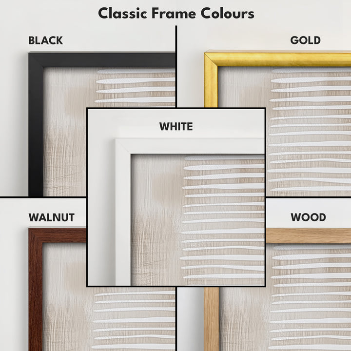 Beige & White Abstract Vertical Wall Decor Large Framed Canvas - V0058