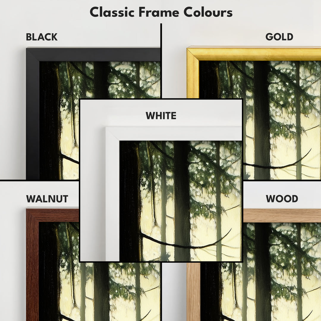 Fern Forest Long Narrow Framed Canvas Wall Art For Living Room - V0169
