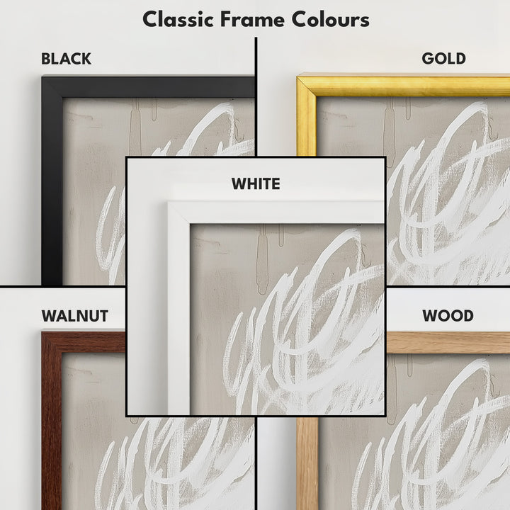 Abstract White Minimalist Long Vertical Framed Canvas Wall Decor - V0199