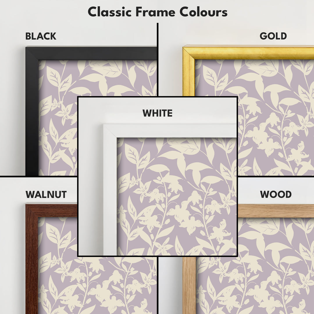 Cottagecore Beige & Lavender Floral Narrow Long Wall Art - H0290