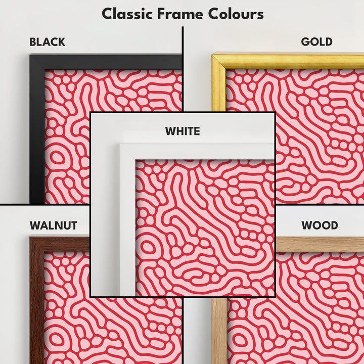Red & Pink Organic Pattern Panoramic Long Wall Decor - H0338