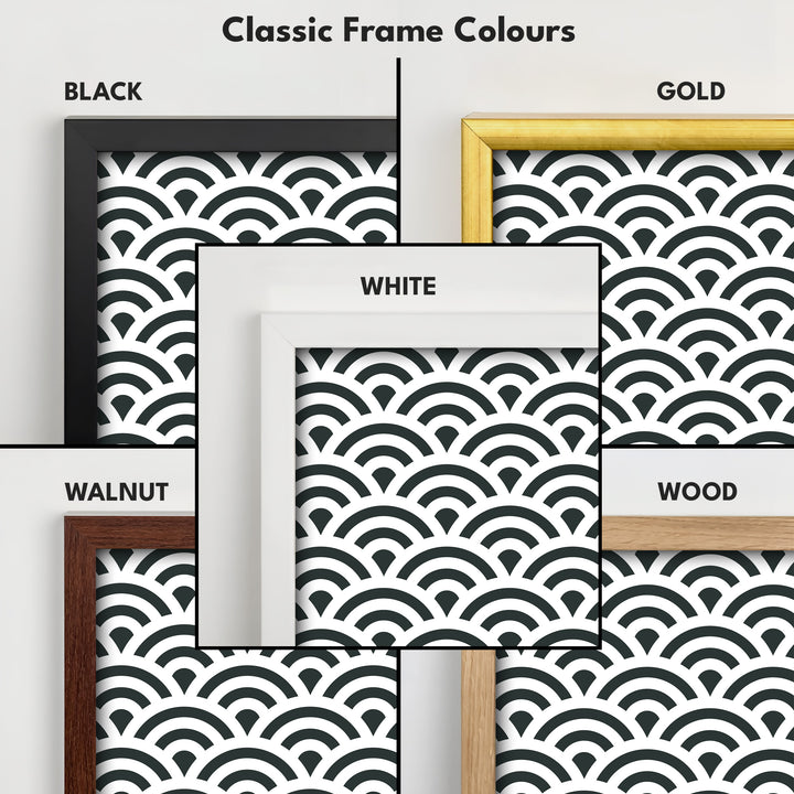 Horizontal Wall Art Black & White Japandi Waves - H0286