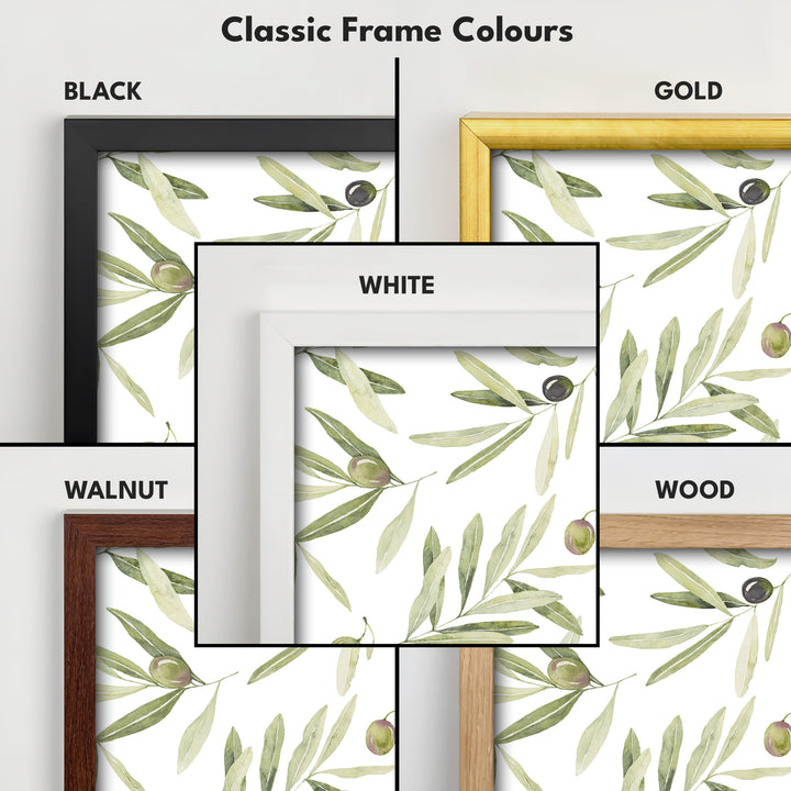 Minimalist Olive Leaves Long Vertical Framed Wall Decor - V0265