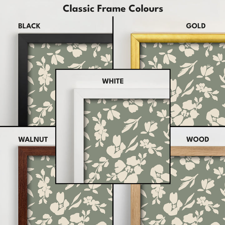 Vertical Long Wall Art Cottagecore Sage Green Floral Wall Art - V0266