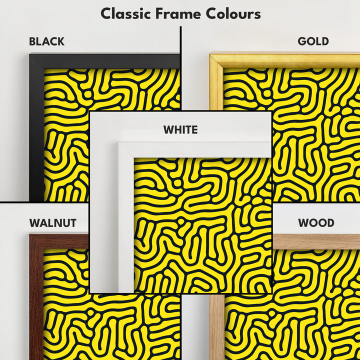 Yellow & Black Organic Pattern Long Vertical Wall Art - V0287