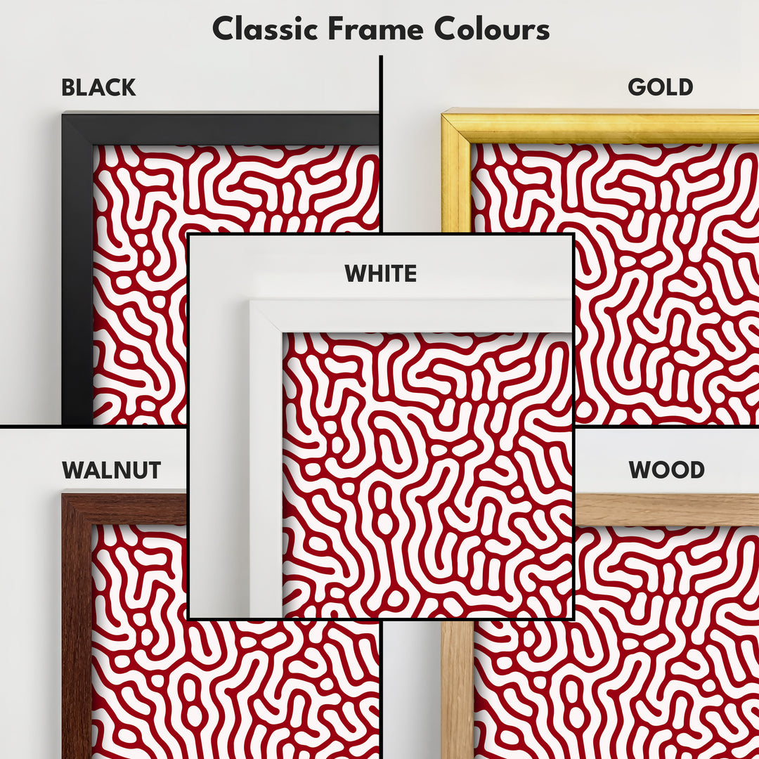 Vertical Long Wall Art Red & White Pattern - V0289