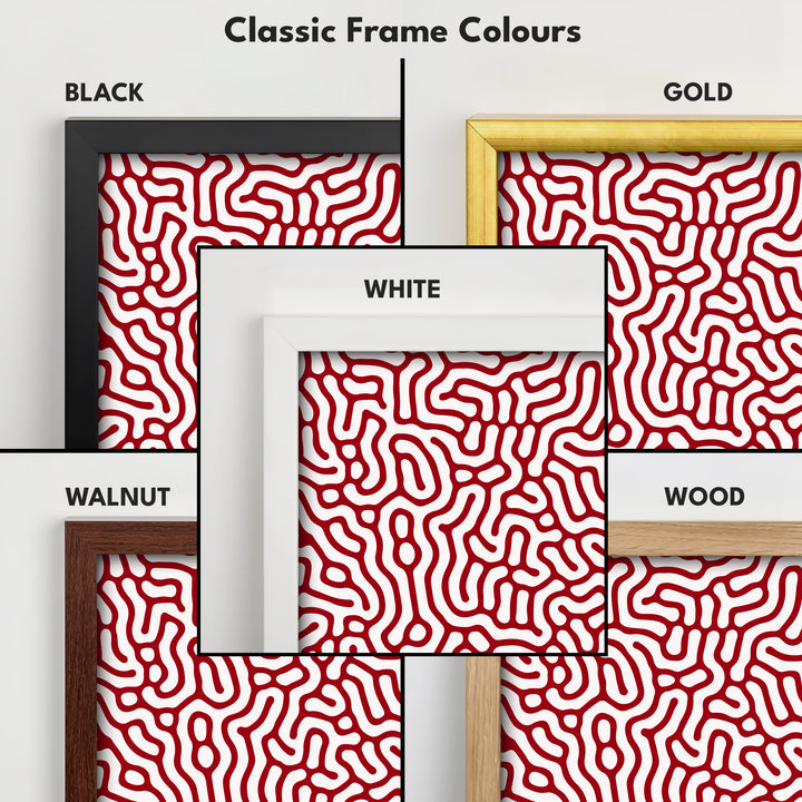 Vertical Long Wall Art Red & White Pattern - V0289