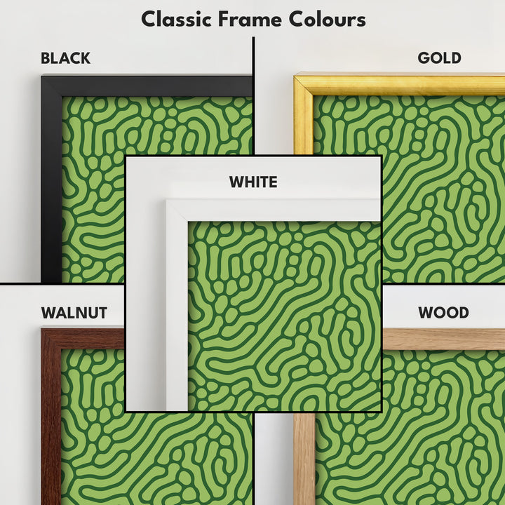 Dark & Light Green Wriggly Vertical Narrow Wall Art - V0292