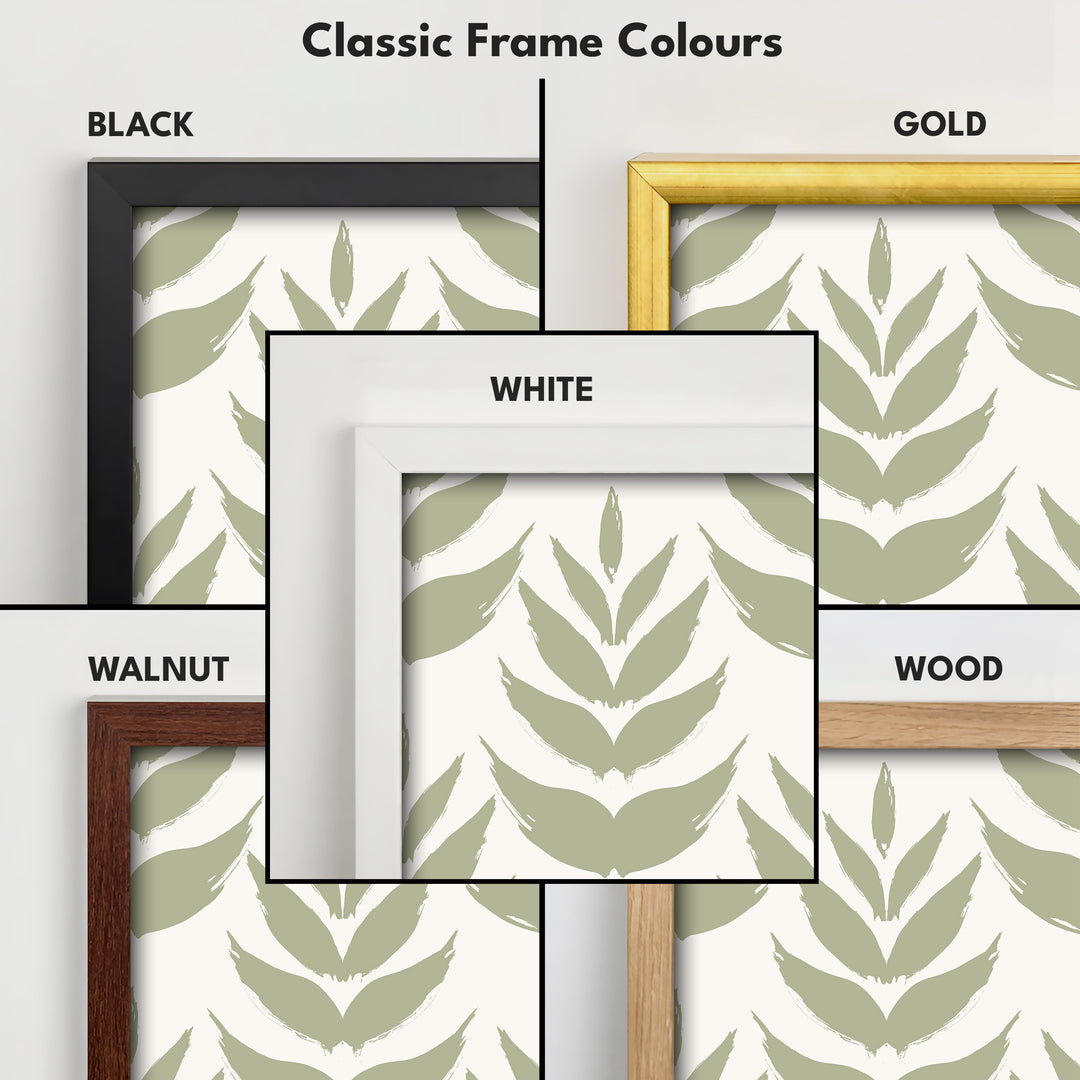 Long Tall Narrow Wall Art Boho Green Leaves - V0300