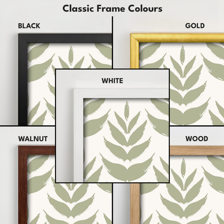 Long Tall Narrow Wall Art Boho Green Leaves - V0300