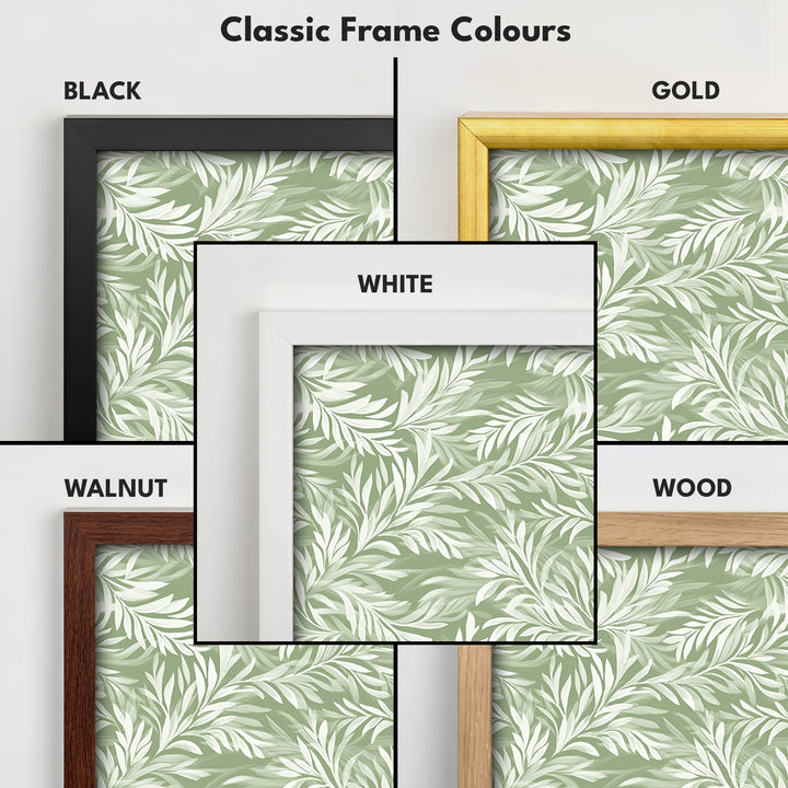 Long Cottagecore Vertical Wall Art Green Botanical Large Framed Canvas - V0321