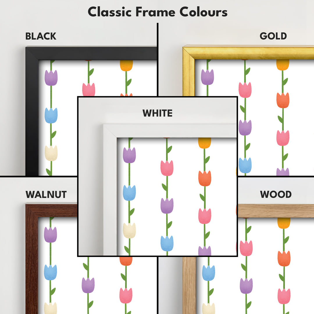 Vertical Colorful Tulips Kids Room Wall Decor - V0324