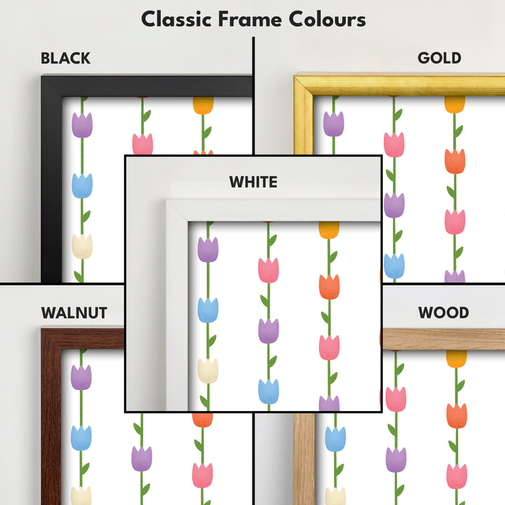 Vertical Colorful Tulips Kids Room Wall Decor - V0324
