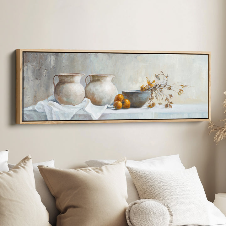 Landscape Wall Art Rustic Still Life Pottery For Kitchen Neutral Decor