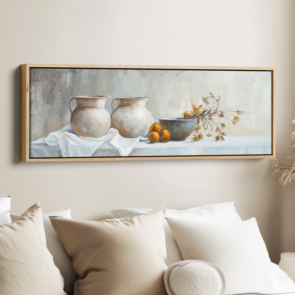 Landscape Wall Art Rustic Still Life Pottery For Kitchen Neutral Decor