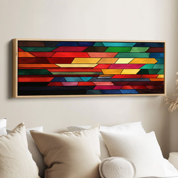 Panoramic Wall Art Colourful Geometric Pattern For Office Modern Abstract Design