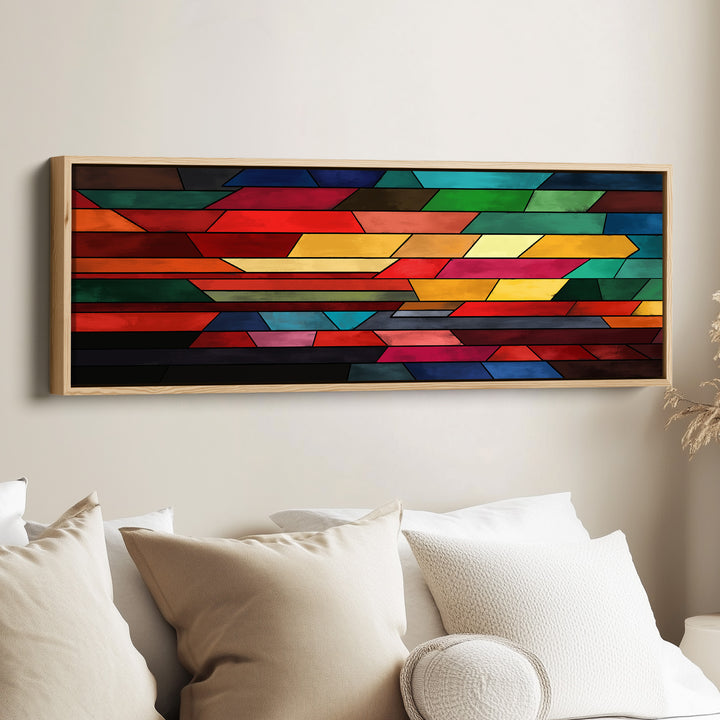 Panoramic Wall Art Colourful Geometric Pattern For Office Modern Abstract Design