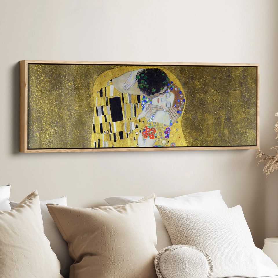 Large Horizontal Wall Art Gustav Klimt The Kiss For Office Famous Art Scene