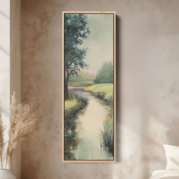Vertical Wall Art Riverside Landscape With Trees For Living Room