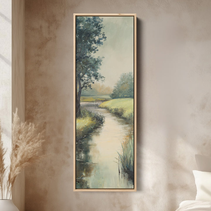 Vertical Wall Art Riverside Landscape With Trees For Living Room