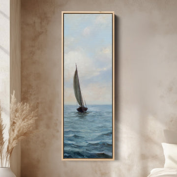 Narrow Wall Art Sailboat At Sea For Bedroom Coastal Scene