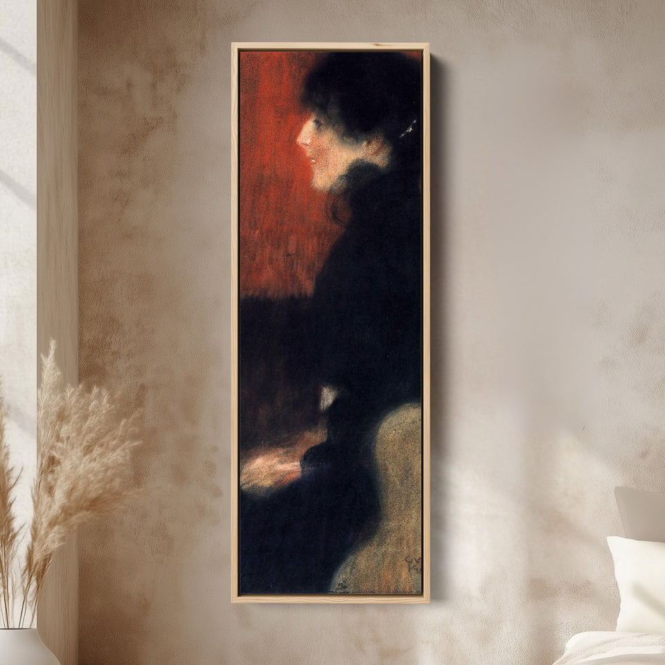 Gustav Klimt Tall Framed Canvas Profile Portrait Study For Office