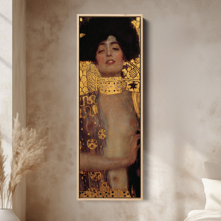 Gustav Klimt Tall Wall Art Judith Portrait With Gold Background For Office