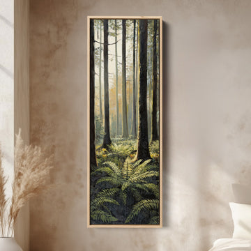 Vertical Wall Art Misty Forest Trees For Hallway Nature Decor