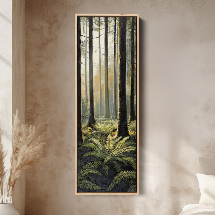 Vertical Wall Art Misty Forest Trees For Hallway Nature Decor