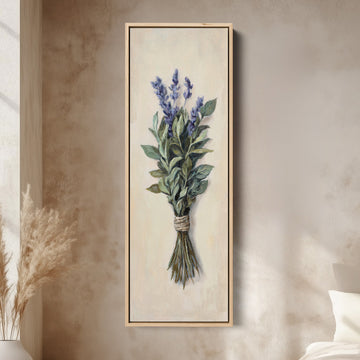 Tall Narrow Canvas Lavender And Green Bouquet For Kitchen Decor