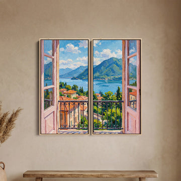 Balcony Lake View 2 Piece Wall Art Set for Office