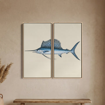 Sailfish Oversized Canvas Wall Art Set Kitchen Coastal Illustration