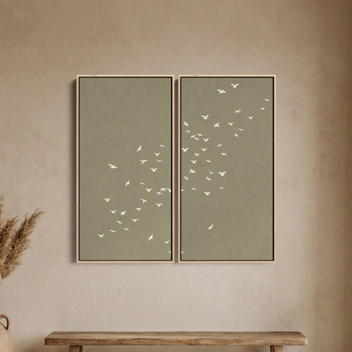 Minimal Birds Extra Large Wall Art Set Hallway Flying Silhouettes