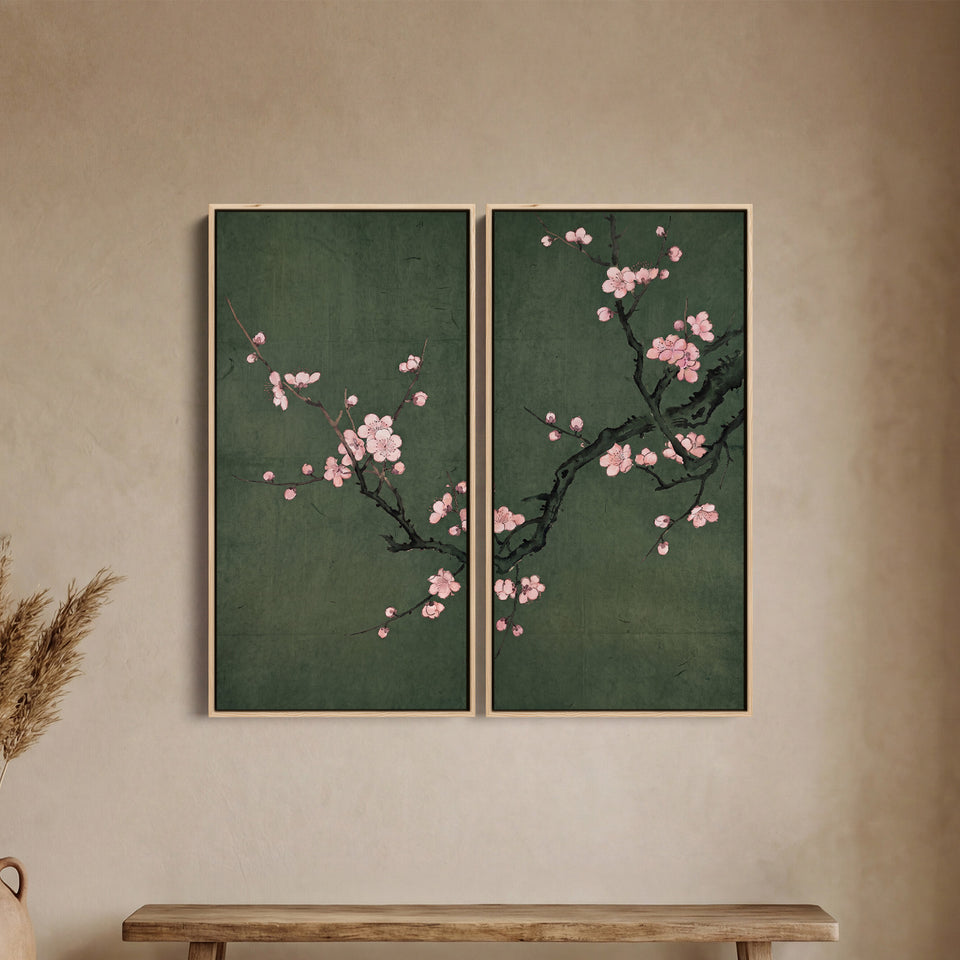 Cherry Blossom Oversized Diptych Wall Art Bedroom Branch