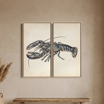 Lobster Illustration 2 Piece Wall Art Set Kitchen