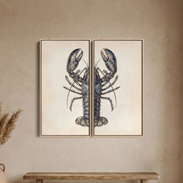 Two Panel Wall Art Front Lobster Office Coastal