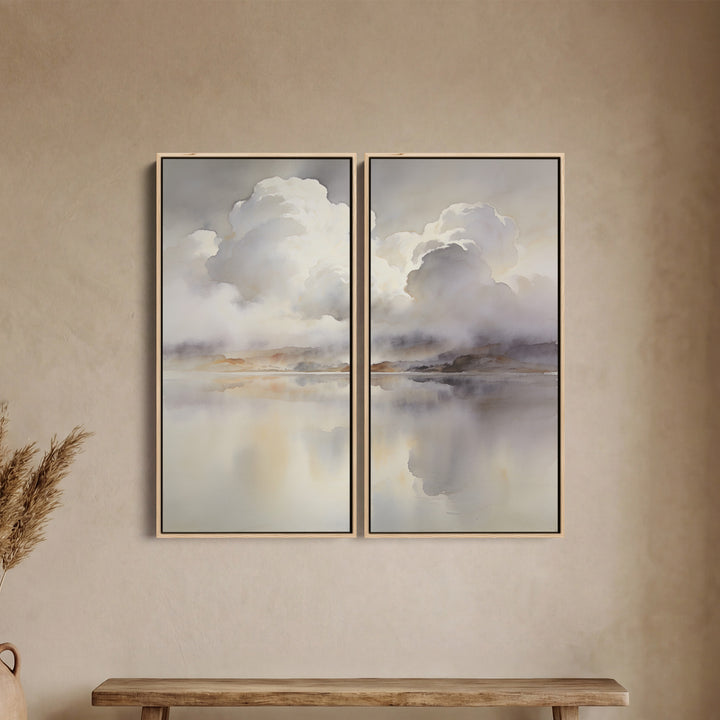 Cloud Reflections Vertical Diptych Wall Art Bedroom