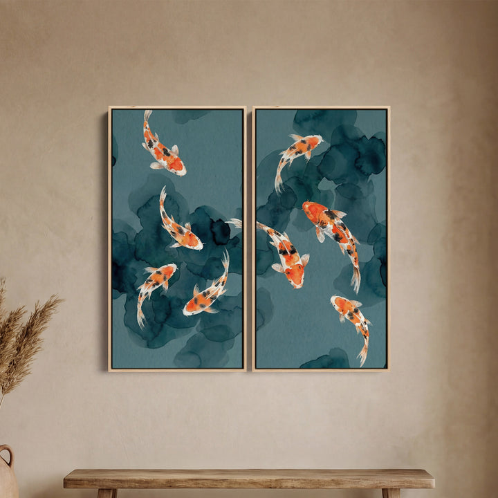 School Of Koi Extra Large Wall Art Set Hallway