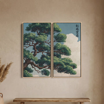 Japanese Pine Large Scale Wall Art Set Office