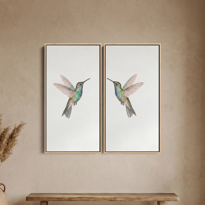 Set Of 2 Wall Art Hummingbirds Bedroom Bird Pair