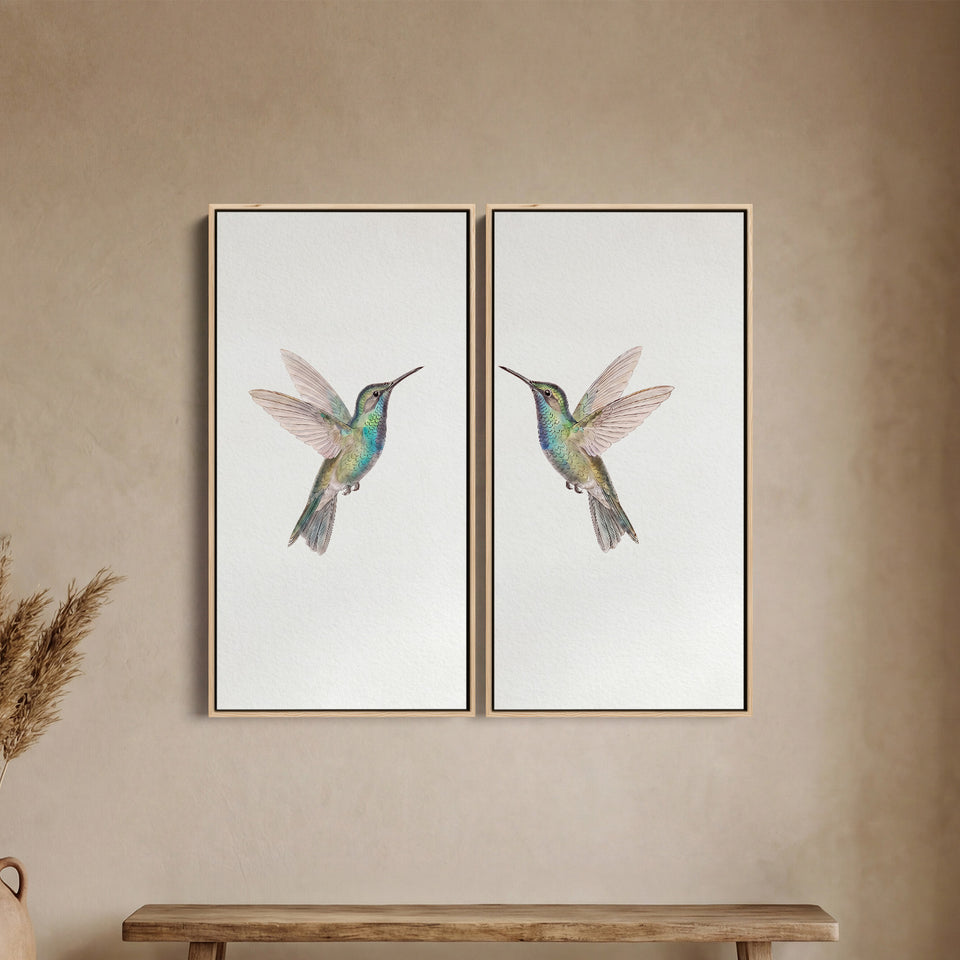 Set Of 2 Wall Art Hummingbirds Bedroom Bird Pair