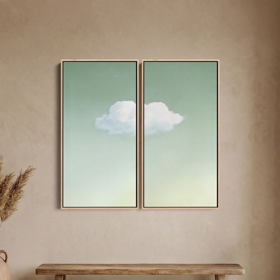 Single Cloud Large Diptych Wall Art Bedroom Minimal Sky