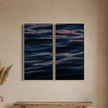 Blue Calm Water Ripples Oversized Triptych Wall Art For Bedroom