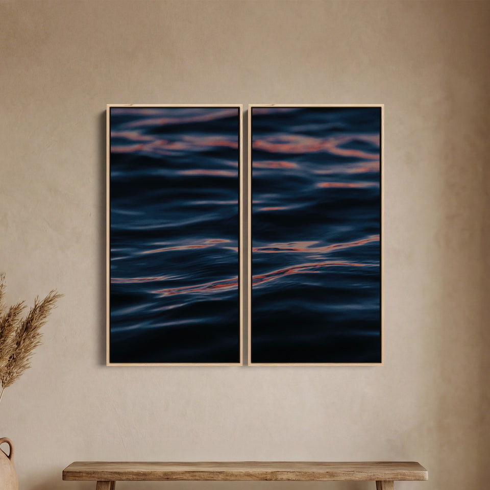 Blue Calm Water Ripples Oversized Triptych Wall Art For Bedroom