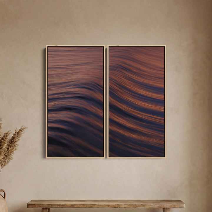 Warm Rolling Ocean Wave Set Of 3 Wall Art For Dining Room