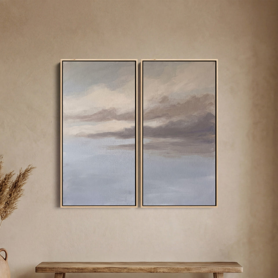 Soft Cloudy Sky Diptych Wall Art For A Calm Bedroom