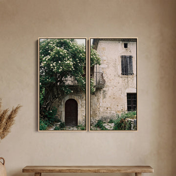 Rustic Stone House Oversized Diptych Wall Art For Hallway