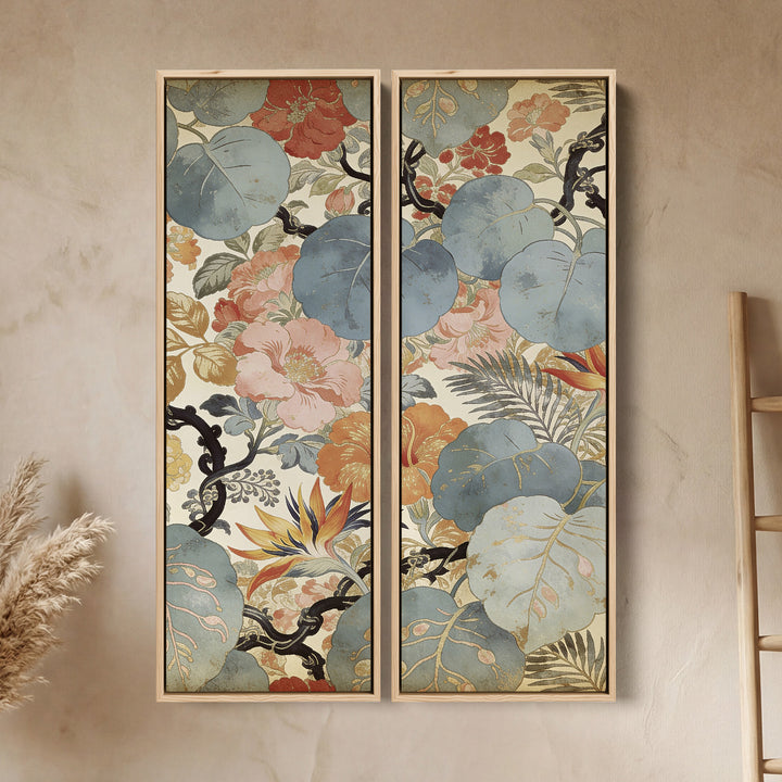 2 Piece Wall Art Set Vintage Floral Pattern Dining Room