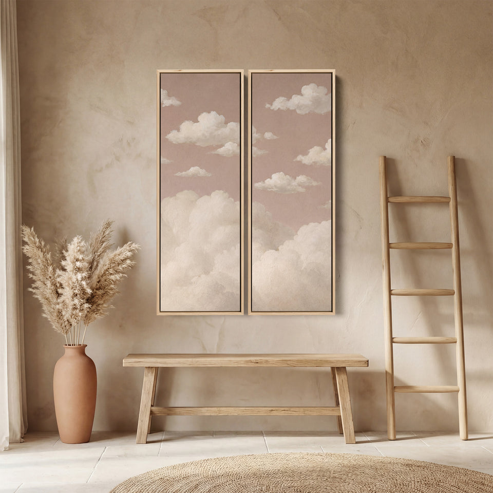 Set Of 2 Wall Art Floating Clouds Living Room