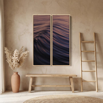 Blue And Orange Set Of 3 Wall Art With Gentle Ocean Swell For Hallway
